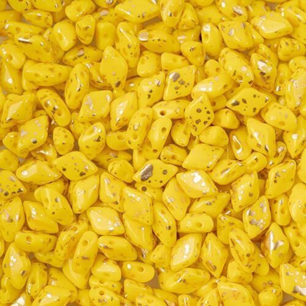1094 Matubo Czech Gemduo 2-Hole, Limon Gold Splash, 50g
